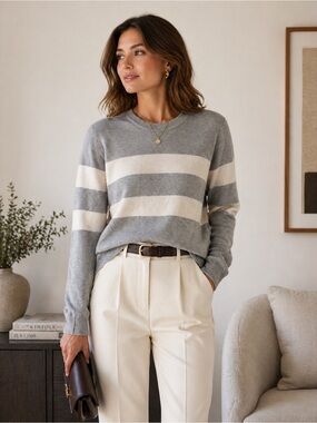 445. GAP Women’s Crewneck Sweater in Gray and Cream